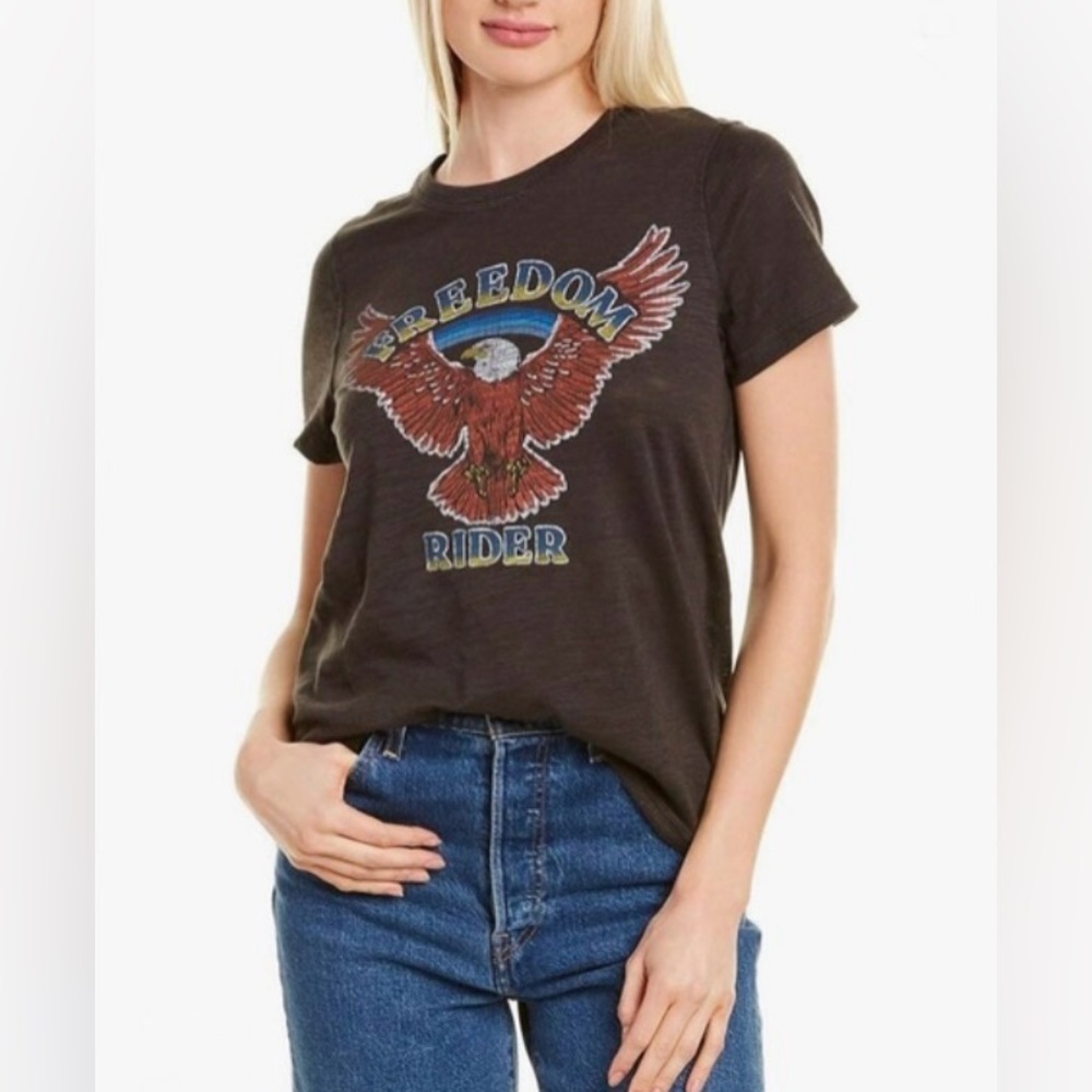 💫HP‼️💫 NWT CHASER Freedom Rider Slub Jersey Graphic Tee in Vintage Black, Small